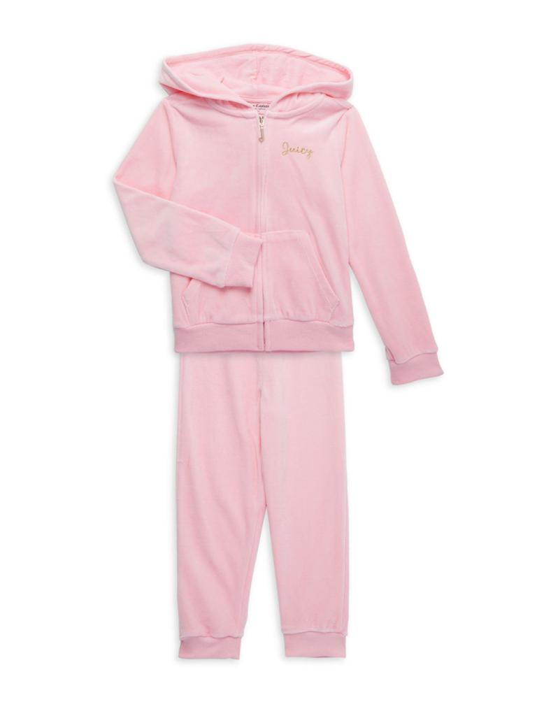 商品Juicy Couture|Little Girl's Velvet 2-Piece Hoodie & Joggers Set,价格¥220,第1张图片