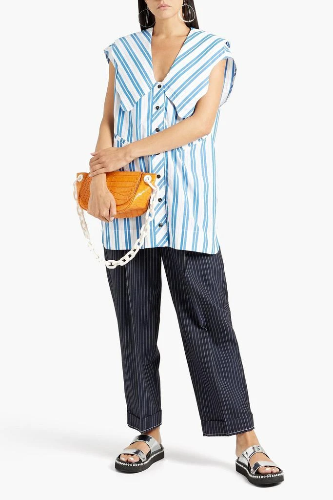 商品Ganni|Oversized striped cotton-poplin shirt,价格¥735,第2张图片详细描述