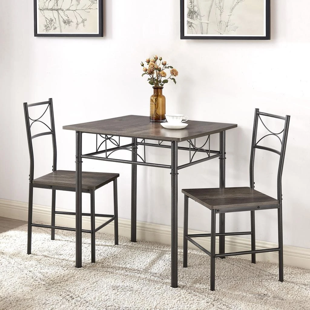 商品Streamdale Furniture|Streamdale 3-Piece Kitchen Dining Room Table Set Grey Chair,价格¥1314,第1张图片