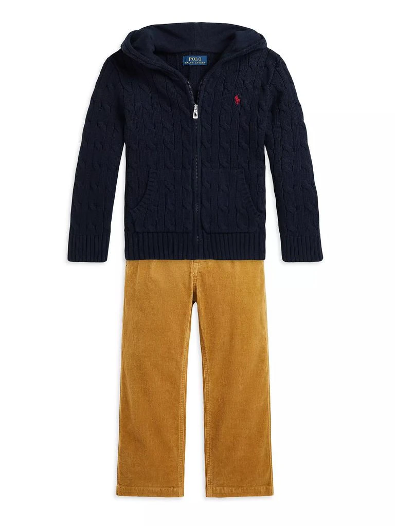 商品Ralph Lauren|Little Boy's &amp; Boy's Cable-Knit Zip-Up Hoodie,价格¥257,第2张图片详细描述