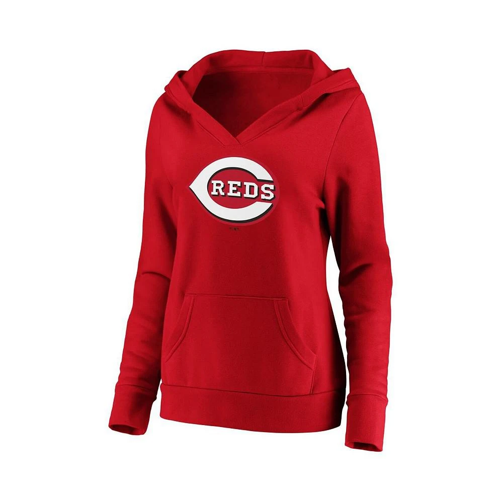 商品Fanatics|Women's Red Cincinnati Reds Official Logo Crossover V-Neck Pullover Hoodie,价格¥387,第3张图片详细描述