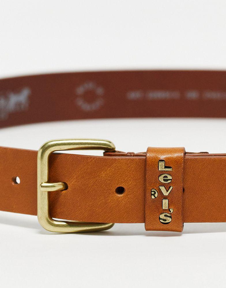 Levi's leather logo belt in tan商品第3张图片规格展示