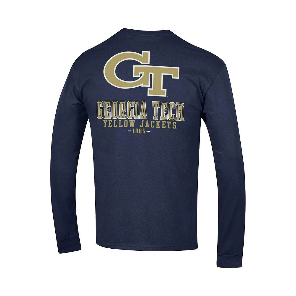 商品CHAMPION|Men's Navy Georgia Tech Yellow Jackets Team Stack Long Sleeve T-shirt,价格¥222,第4张图片详细描述