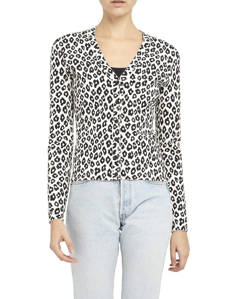 Leopard-Print Button-Front Cardigan商品第1张图片规格展示