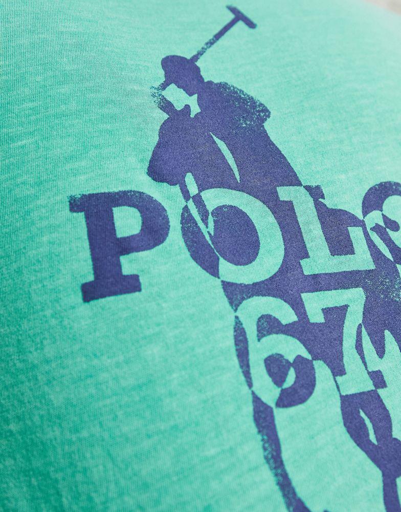 商品Ralph Lauren|Polo Ralph Lauren t-shirt with large player logo in mid green,价格¥689,第4张图片详细描述