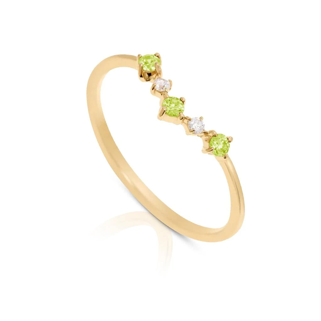 商品MaxColor|14K Gold Vermeil Birthstone 2MM Cubic Zirconia Wishbone Ring,价格¥313,第4张图片详细描述