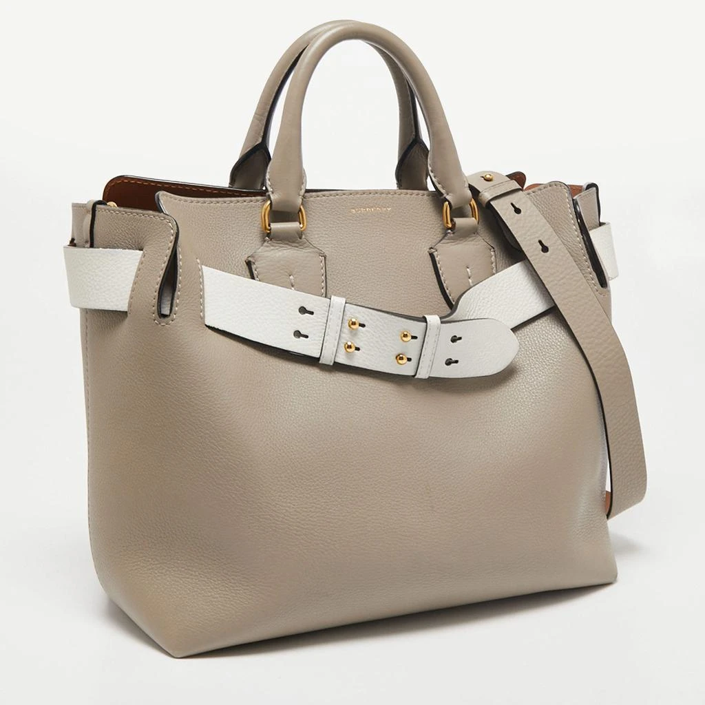 商品[二手商品] Burberry|Burberry Grey/White Grained Leather Medium Belt Tote,价格¥4598,第3张图片详细描述