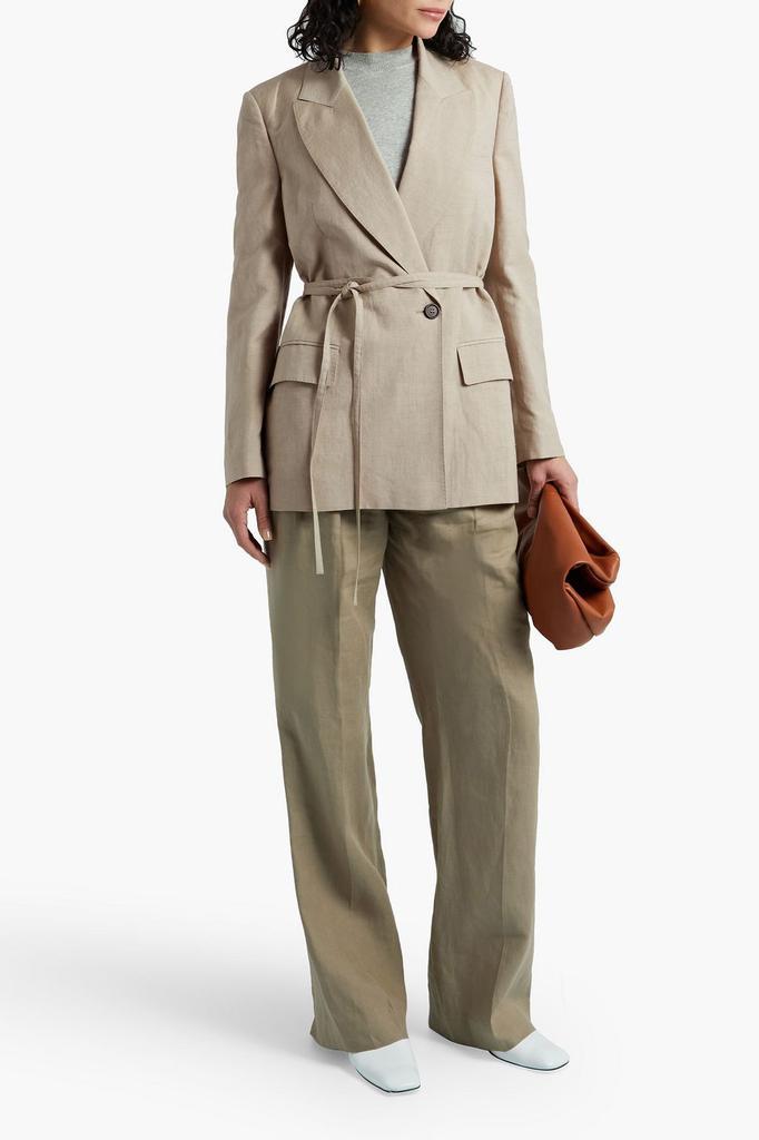 商品Brunello Cucinelli|Belted slub wool and silk-blend blazer,价格¥5018,第4张图片详细描述