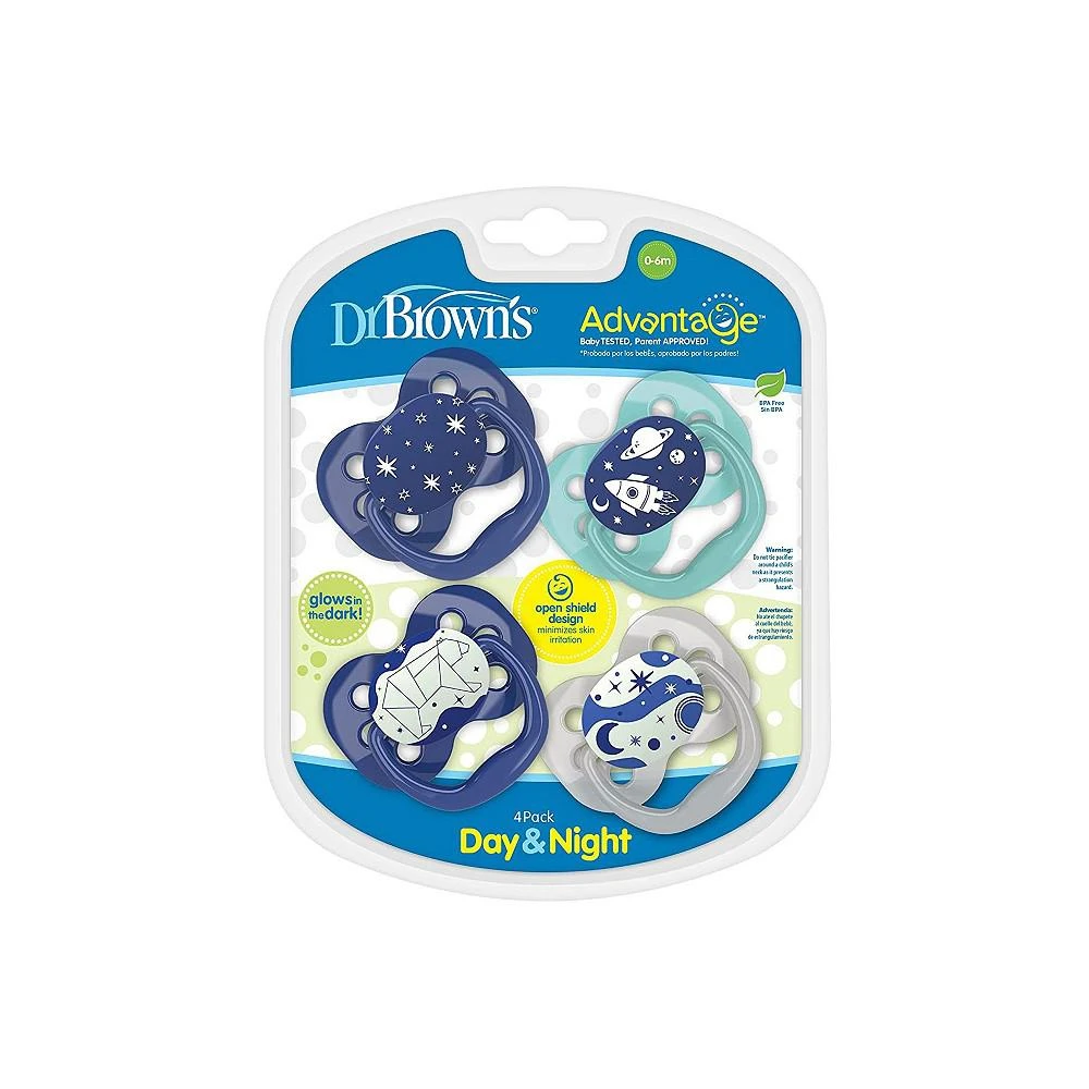 商品Dr. Browns|Advantage Symmetrical Pacifier, Blue, 4 Pack, 0-6m,价格¥149,第3张图片详细描述