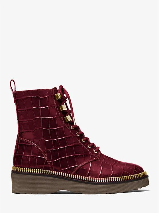 商品Michael Kors|Haskell Crocodile Embossed Leather Combat Boot,价格¥742,第2张图片详细描述