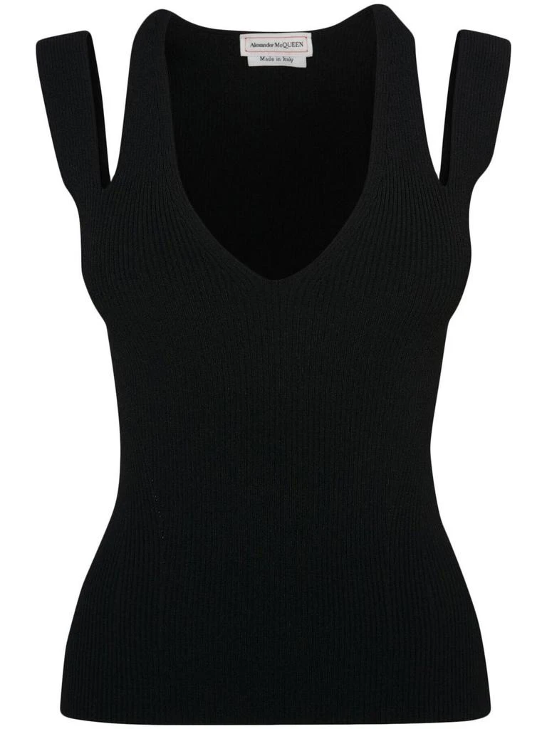 商品Alexander McQueen|ALEXANDER MCQUEEN - Ribbed Sleeveless Top,价格¥7083,第1张图片