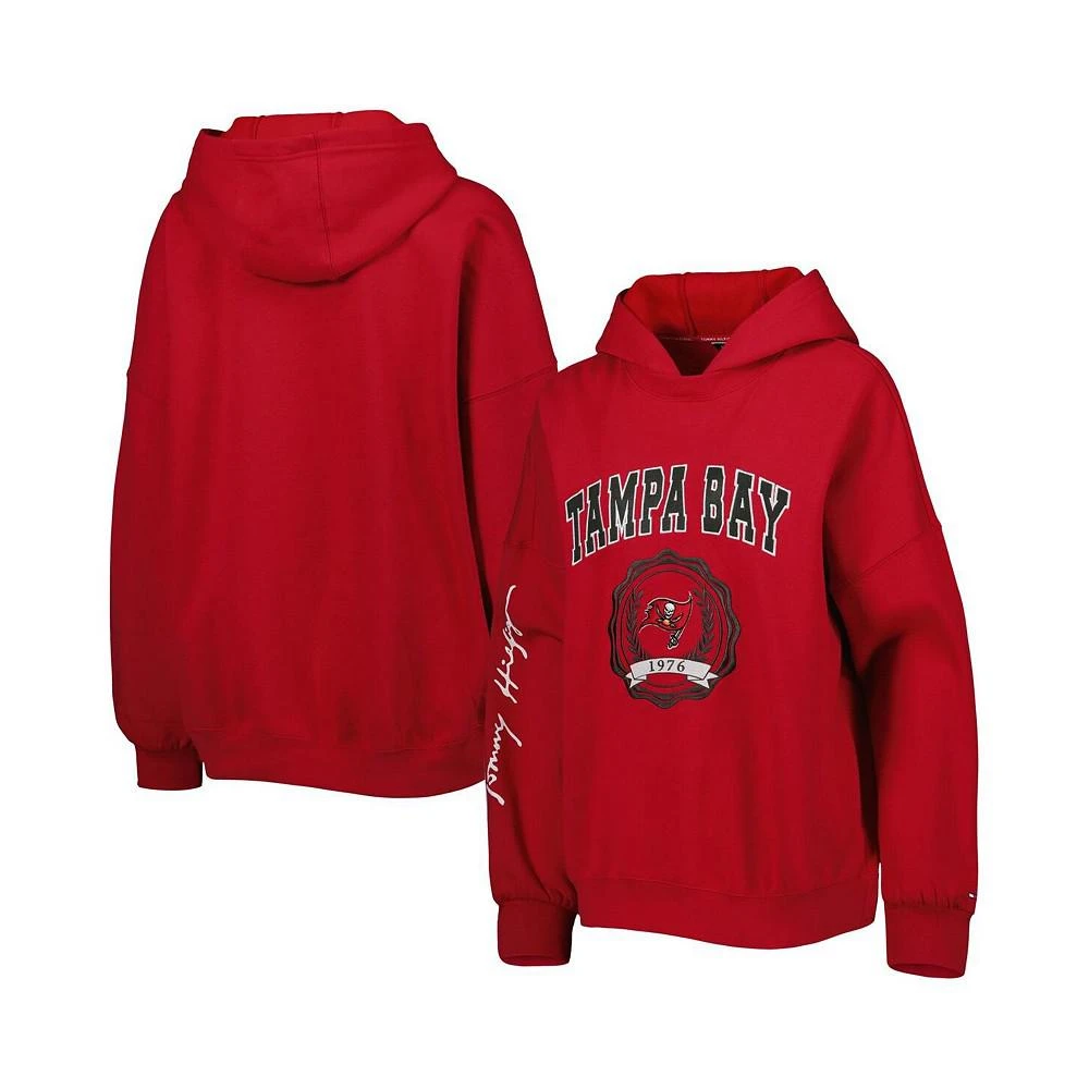 商品Tommy Hilfiger|Women's Red Tampa Bay Buccaneers Becca Drop Shoulder Pullover Hoodie,价格¥493,第1张图片