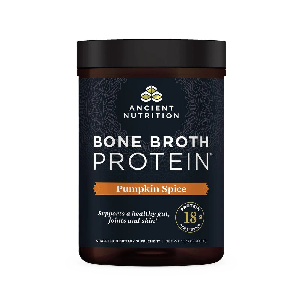 商品Ancient Nutrition|Bone Broth Protein | Powder Pumpkin Spice (20 Servings),价格¥402,第1张图片