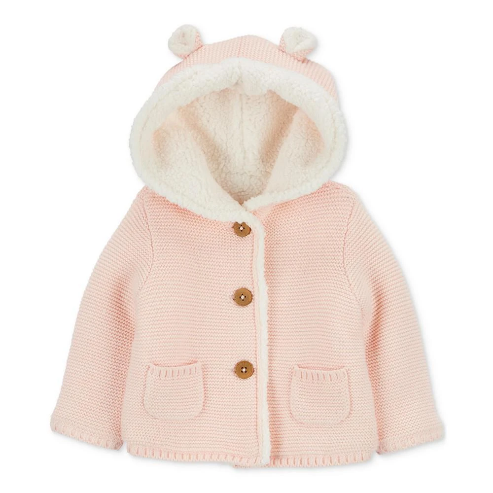 商品Carter's|Baby Girls Faux-Sherpa-Lined Hooded Cardigan,价格¥160,第1张图片