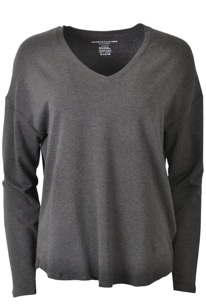 商品MAJESTIC FILATURES|Majestic Filatures M004-FTS632 V Neck Sweater Anthracite,价格¥719,第1张图片