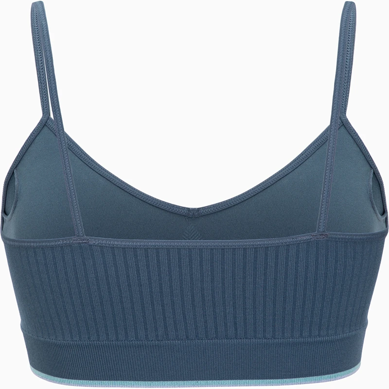 商品[国内直发] Calvin Klein|CALVIN KLEIN 可抽取插片无钢圈罗纹轻细肩带运动内衣 女款 雾霾蓝,价格¥326,第3张图片详细描述