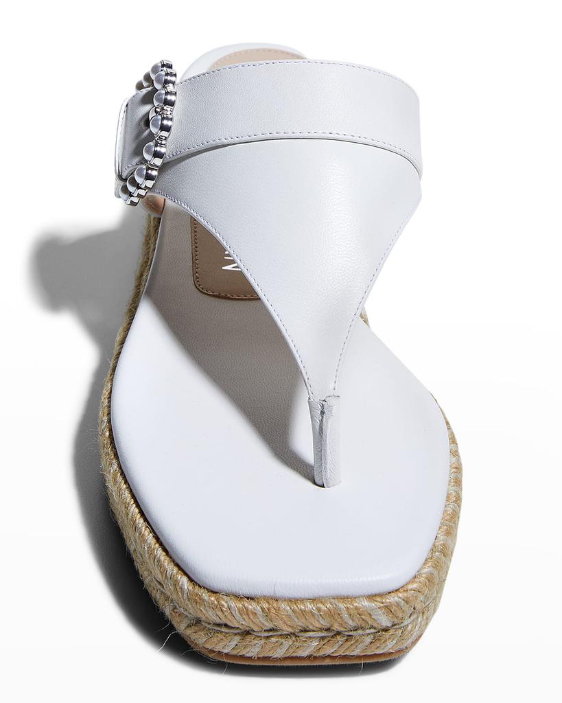 Pearly Buckle Thong Espadrille Sandals商品第5张图片规格展示