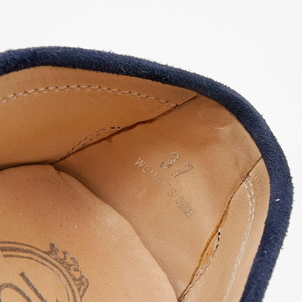 Tod's Navy Blue Suede Studded Slip On Loafers Size 37 商品