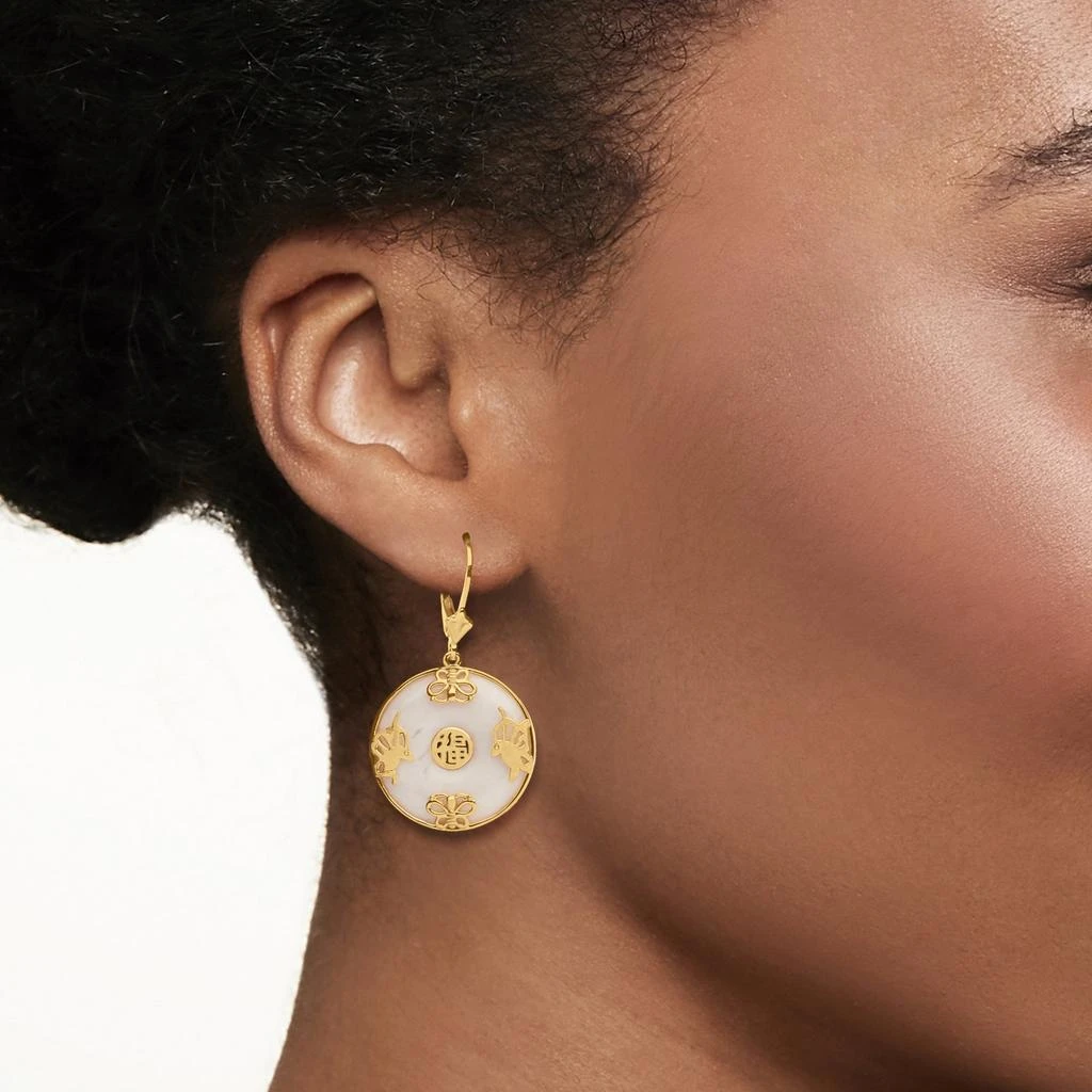 商品Ross-Simons|Ross-Simons White Jade "Good Fortune" Butterfly Drop Earrings in 18kt Gold Over Sterling,价格¥1020,第2张图片详细描述