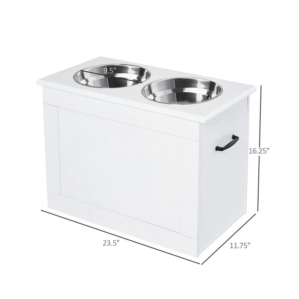 商品PawHut|Stainless Steel Raised Pet Bowl Feeding Station with Storage,价格¥726,第3张图片详细描述