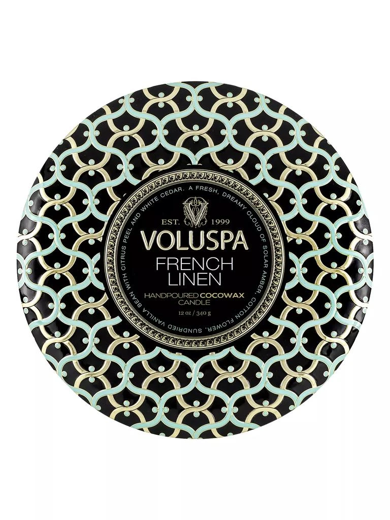 商品Voluspa|French Linen 3-Wick Tin Candle,价格¥211,第1张图片