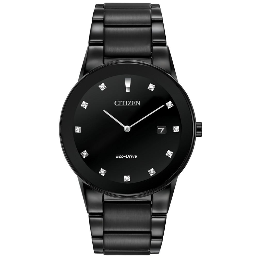 商品Citizen|Men's Eco-Drive Axiom Diamond Accent Black Ion-Plated Stainless Steel Bracelet Watch 40mm AU1065-58G,价格¥2122,第1张图片