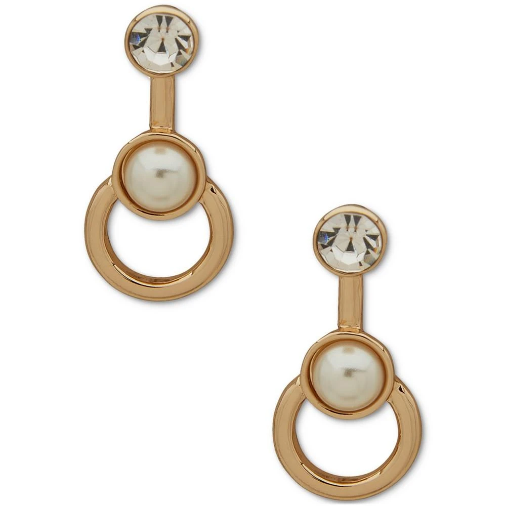 商品Anne Klein|Gold-Tone Imitation Pearl Crystal Drop Earrings,价格¥179,第1张图片