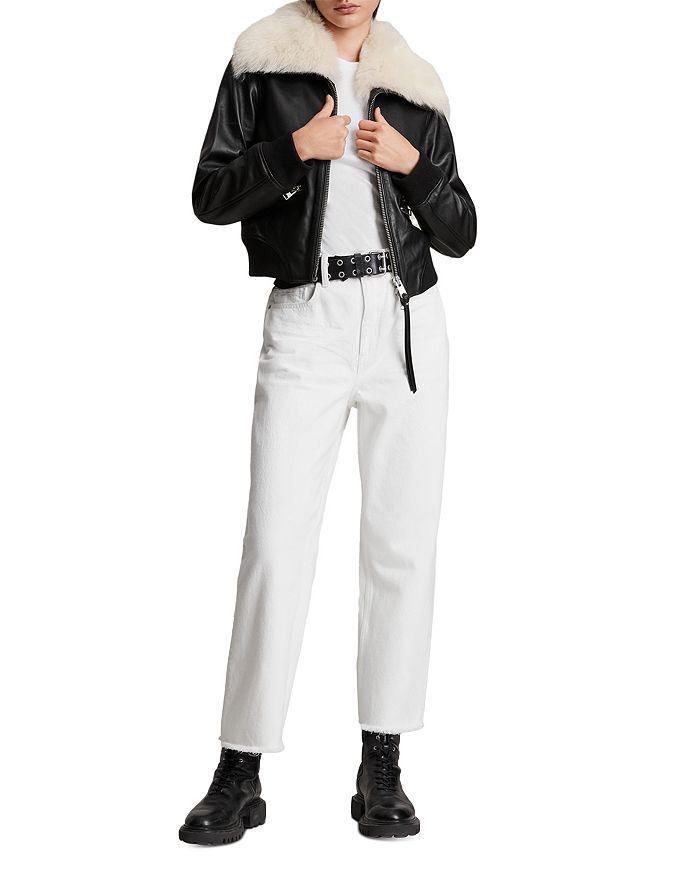 商品ALL SAINTS|Wisley Shearling Trim Leather Jacket,价格¥4008,第5张图片详细描述