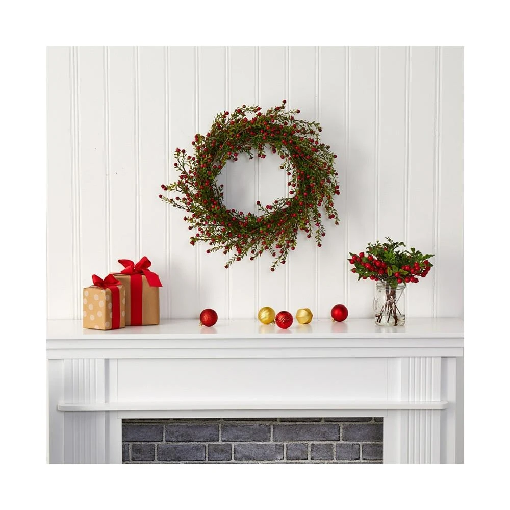商品NEARLY NATURAL|Boxwood and Berries Artificial Wreath,价格¥655,第3张图片详细描述