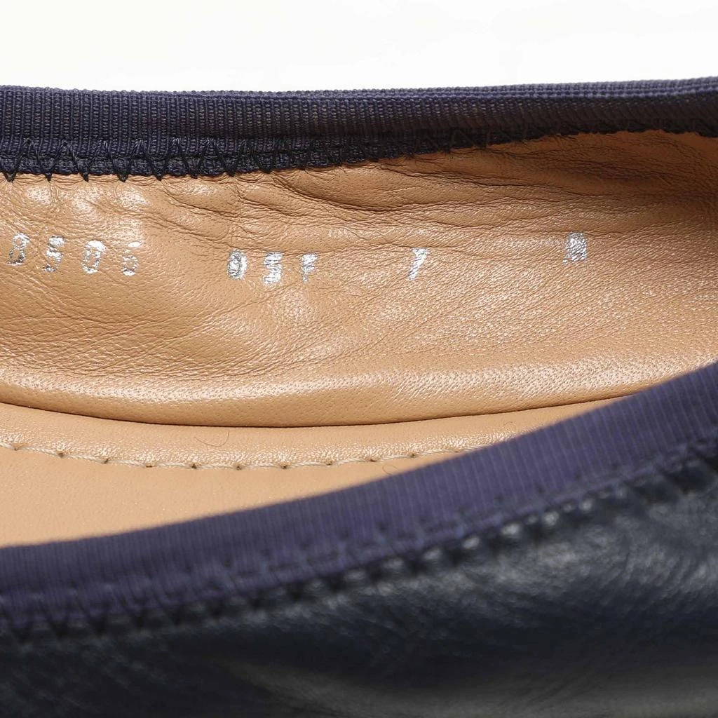 Salvatore Ferragamo Navy Blue Leather Vara Bow Ballet Flats Size 37.5 商品