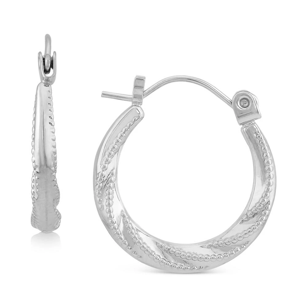 商品Macy's|Swirl Beaded Small Hoop Earrings in 14k White Gold,价格¥2161,第1张图片