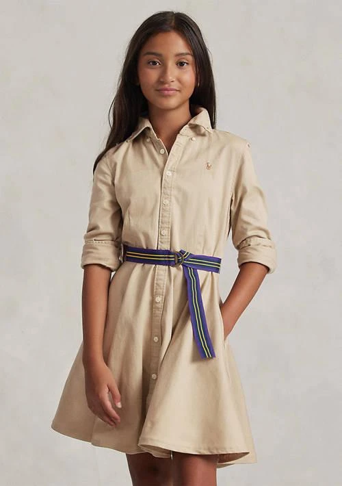 商品Ralph Lauren|Lauren Childrenswear Belted Cotton Chino Shirtdress,价格¥528,第4张图片详细描述