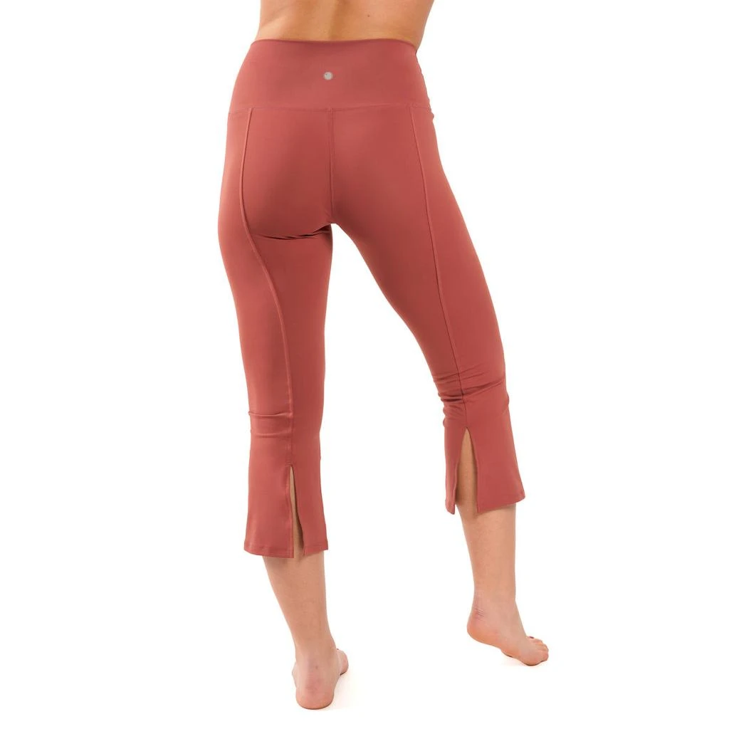 Yogalicious by Reflex Women's Nude Tech Elastic Free High Waist Flare Yoga Capri with Front Splits 商品