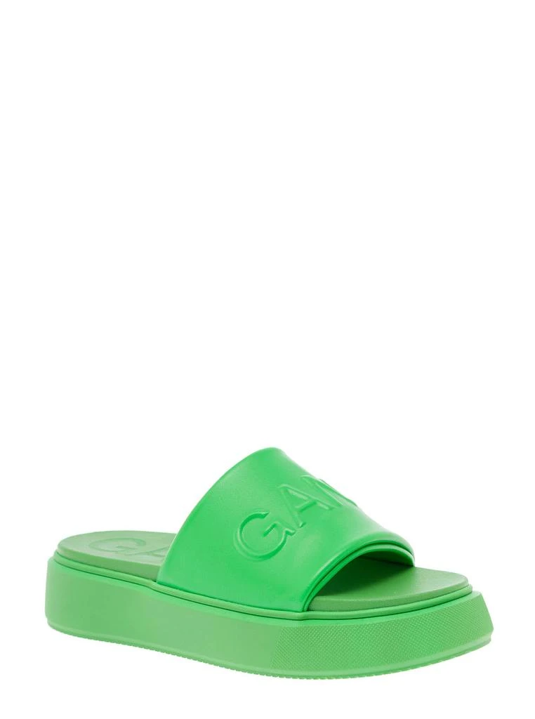 商品Ganni|Ganni Womans Green Slide Sporty Mix Vegea Sandals With Logo,价格¥1406,第2张图片详细描述