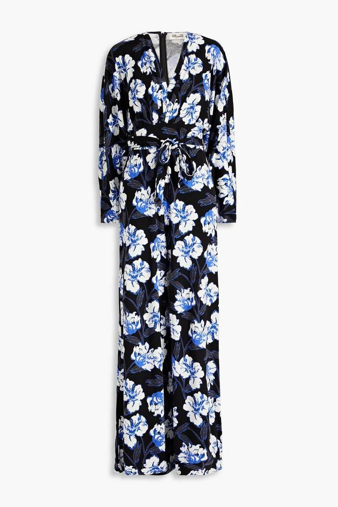 商品Diane von Furstenberg|Fanny floral-print Lyocell and wool-blend jersey wide-leg jumpsuit,价格¥1215,第1张图片