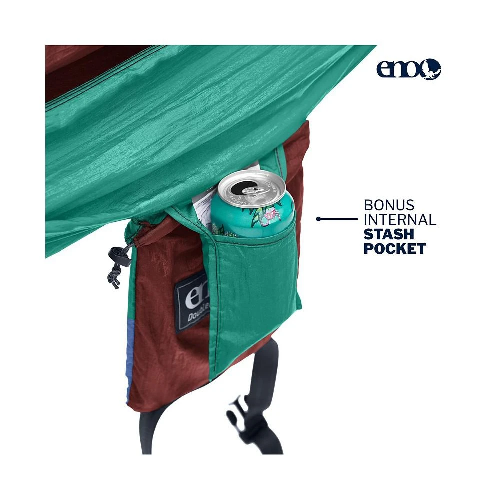 商品ENO|DoubleNest Hammock - Lightweight, Portable, 1 to 2 Person Hammock - For Camping, Hiking, Backpacking, Travel, a Festival, or the Beach - Seaglass/Merlot/Denim,价格¥558,第3张图片详细描述