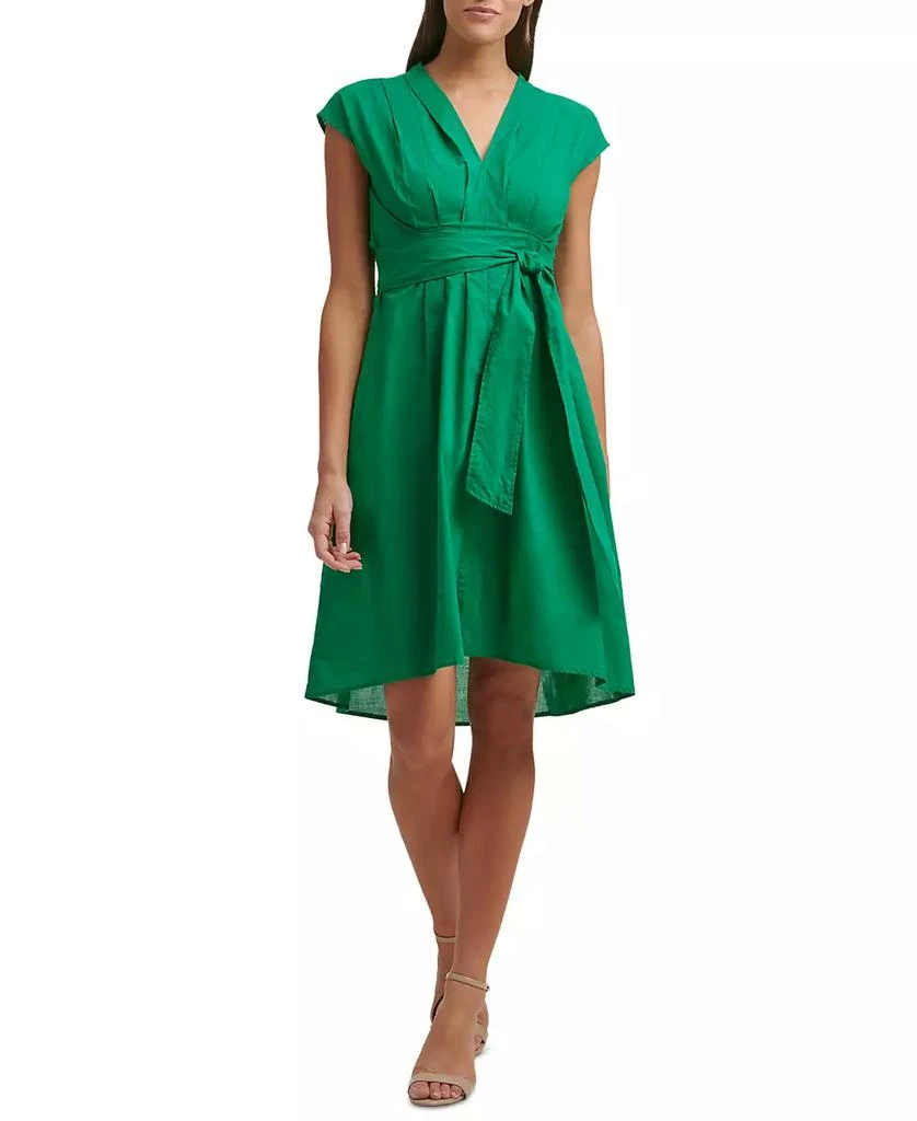 商品Kensie|Women's Cotton V-Neck A-Line Tie-Waist Dress,价格¥323,第1张图片