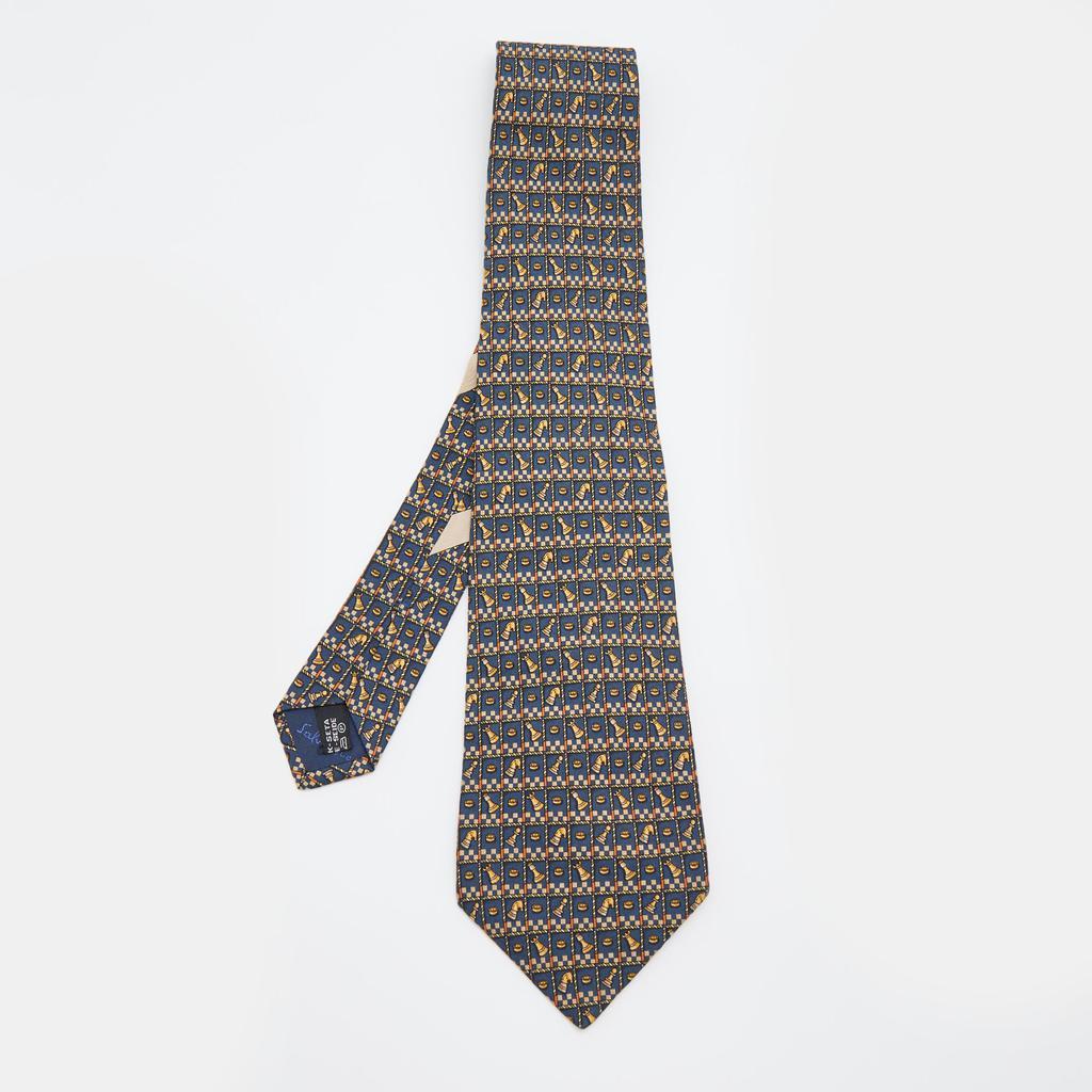 商品[二手商品] Salvatore Ferragamo|Salvatore Ferragamo Navy Blue Chess Print Silk Tie,价格¥1496,第1张图片