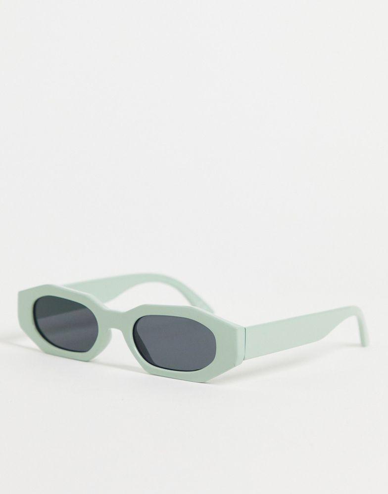 ASOS DESIGN hexagon sunglasses with smoke lens in mint green - LGREEN商品第1张图片规格展示