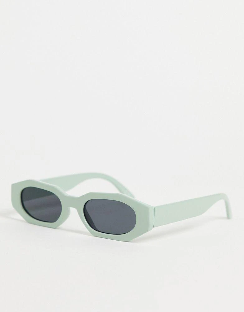 商品ASOS|ASOS DESIGN hexagon sunglasses with smoke lens in mint green - LGREEN,价格¥84,第1张图片