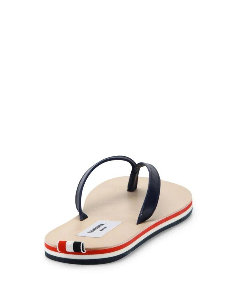 商品Thom Browne|Leather Tricolor Stripe Flip Flops,价格¥3299,第2张图片详细描述