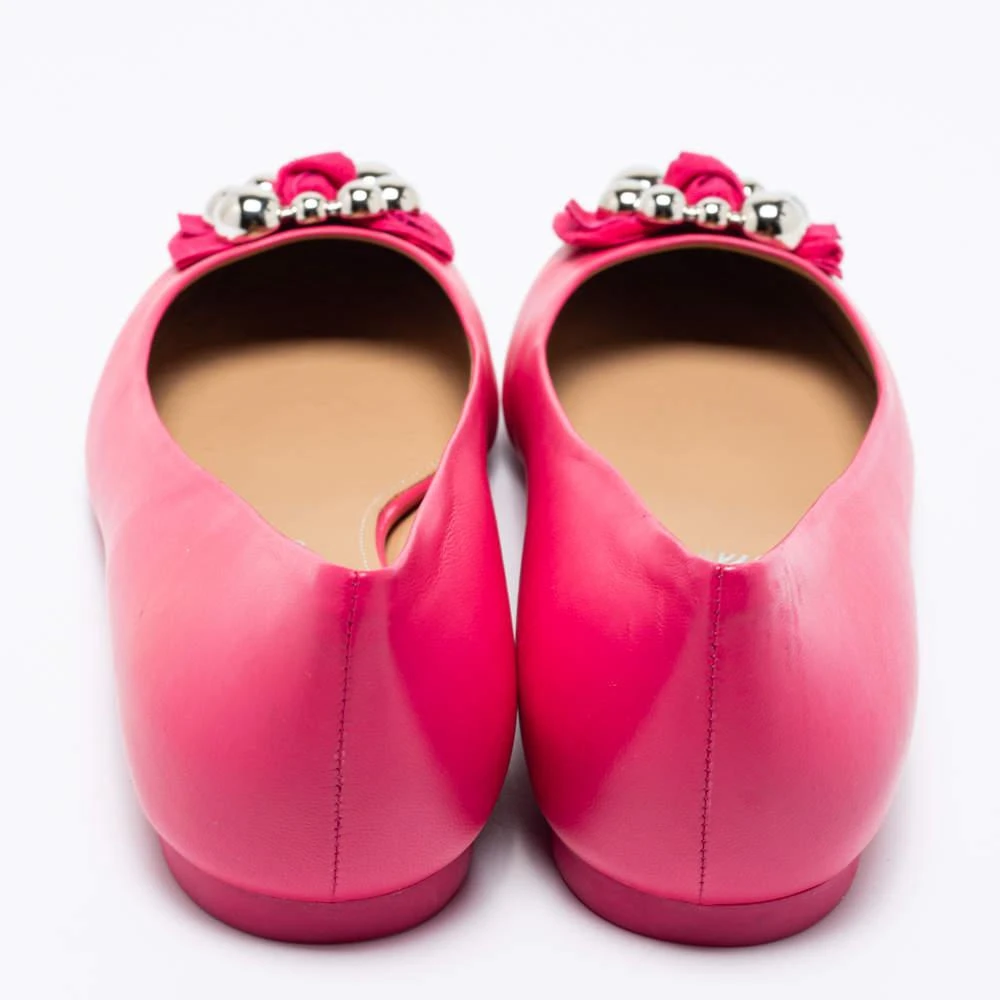 商品[二手商品] Salvatore Ferragamo|Salvatore Ferragamo Pink Leather Flair Ballet Flats Size 41,价格¥3094,第5张图片详细描述