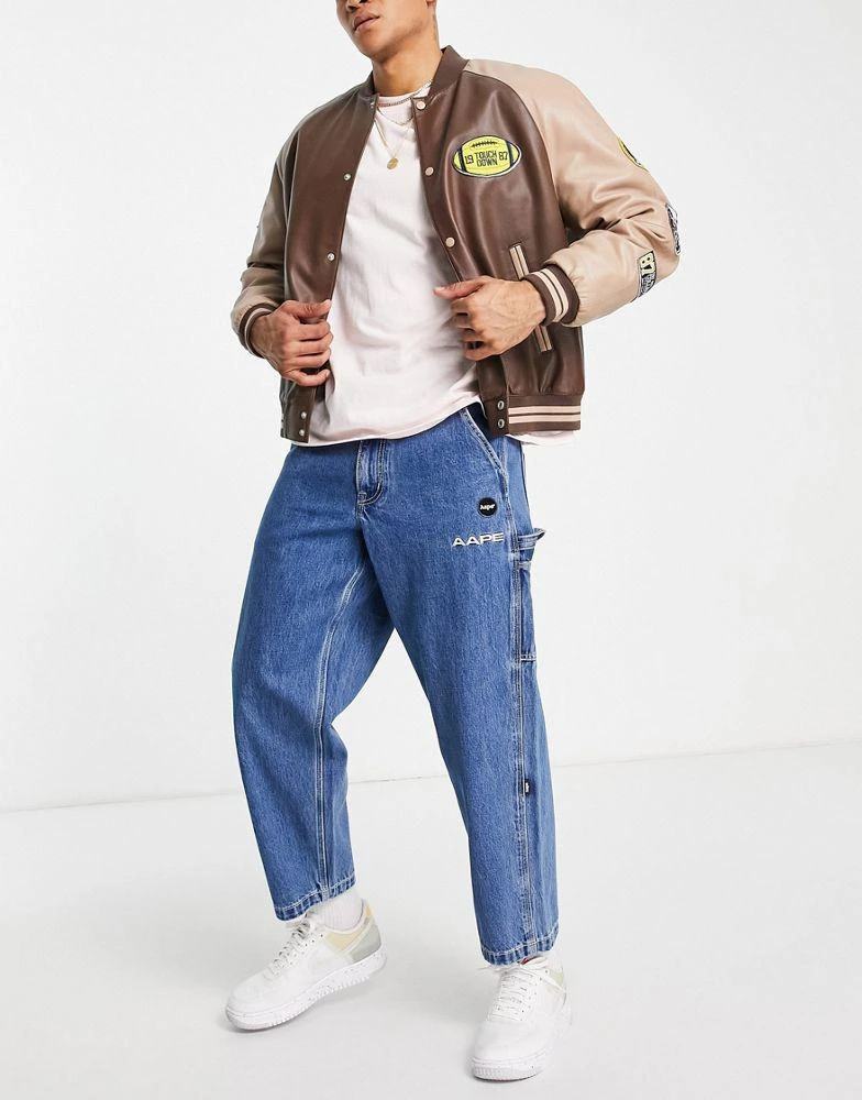 商品AAPE|AAPE By A Bathing Ape denim carpenter jeans in blue,价格¥1220,第3张图片详细描述
