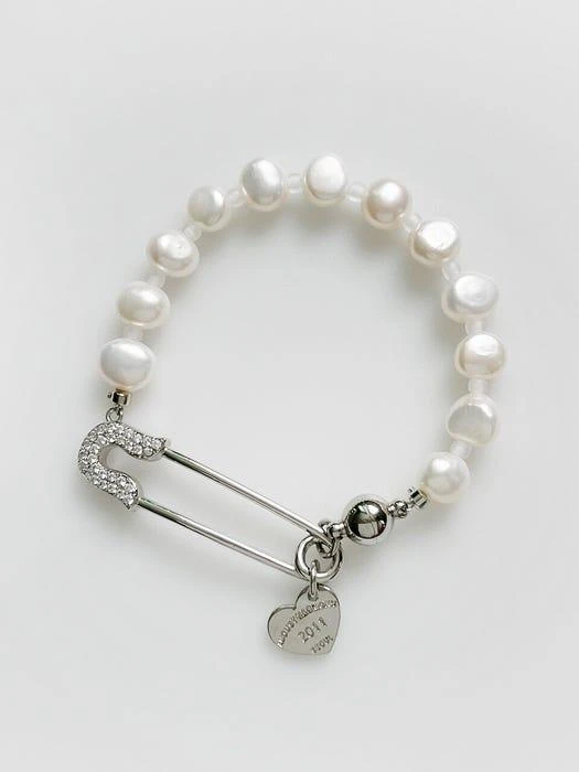 Safety Pebble Pearl Bracelet_2color 商品