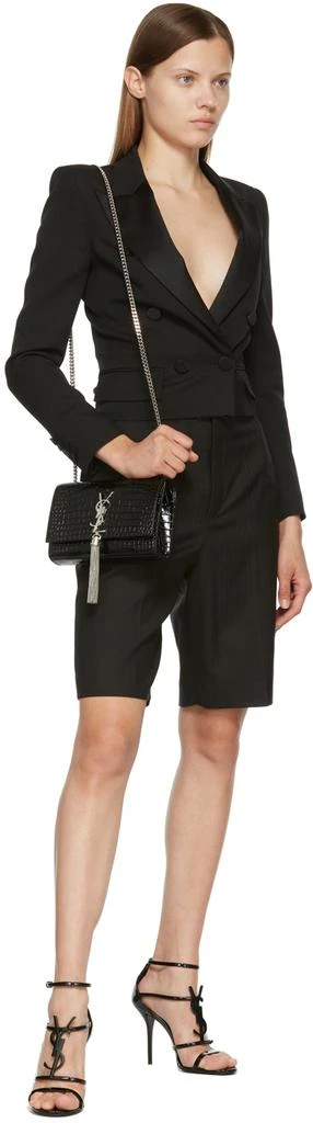 Black & Silver Croc Small Kate Tassel Bag 商品