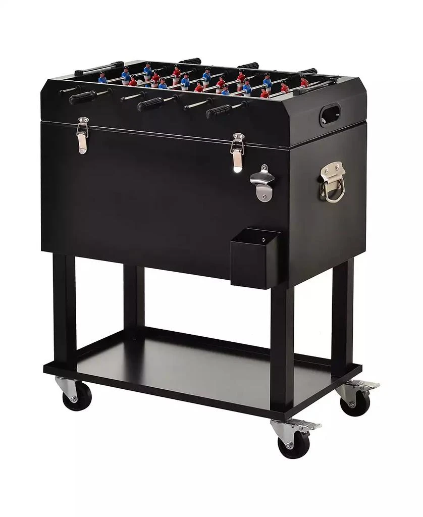 商品Outsunny|68QT Patio Cooler Ice Chest with Foosball Table Top, Portable Poolside Party Bar Cold Drink Rolling Cart on Wheels with Tray Shelf,价格¥1315,第1张图片