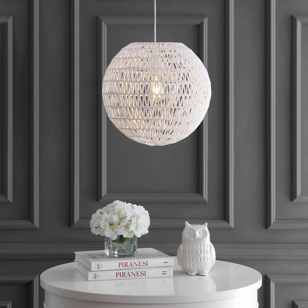 商品JONATHAN Y|Luna 15.75" 1-Light Bohemian Modern Woven Rattan/Iron LED Pendant,价格¥736,第1张图片