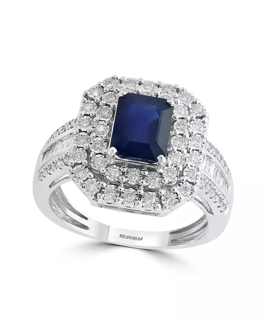 商品Effy|EFFY® Sapphire (1-1/2 ct. t.w) and Diamond (1/2 ct. t.w) Ring in 14K White Gold (Also Available In Tanzanite),价格¥8473,第1张图片