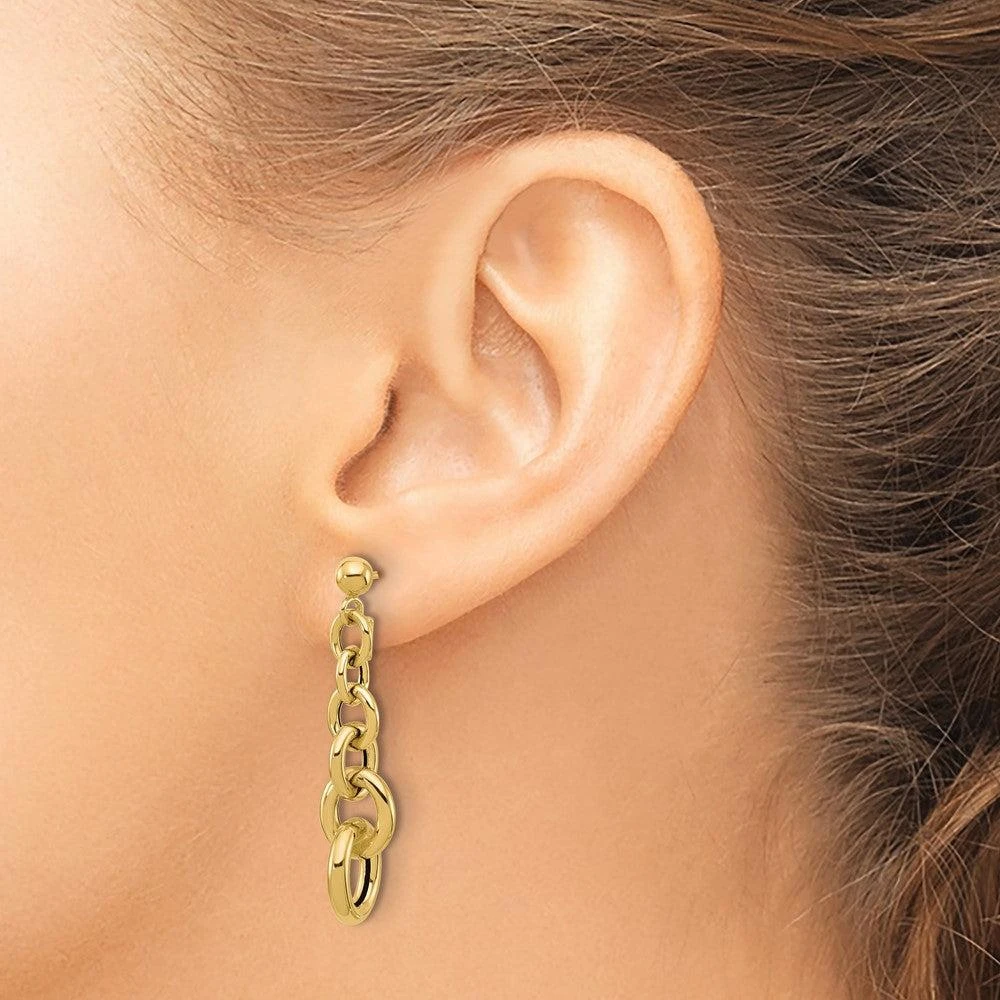 商品Diamond2Deal|14K Yellow Gold Fancy Circle Link Drop Dangle Earrings,价格¥6838,第3张图片详细描述