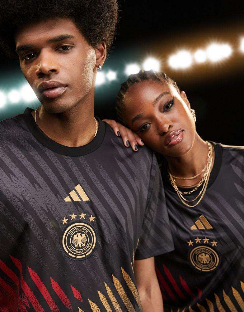 adidas Football Germany World Cup 2022 pre-match t-shirt in black商品第2张图片规格展示
